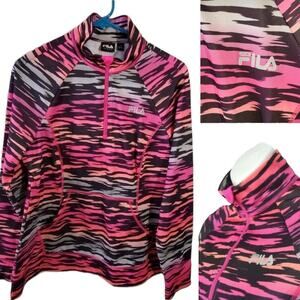 Fila Sport Performance Quarter Zip Multicolor Pink Orange Black Zebra Medium
